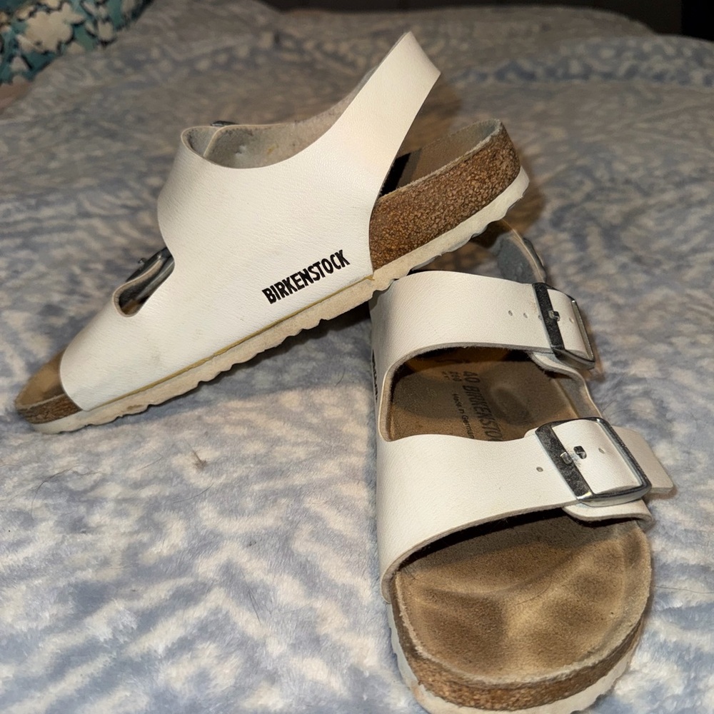 Birkenstock White Slide Sandals